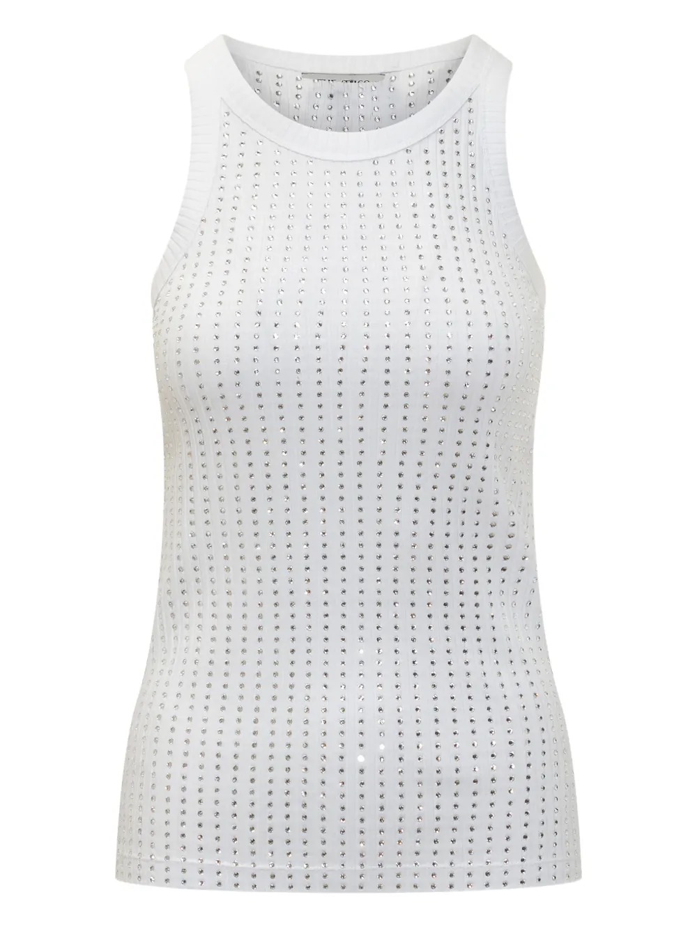 Attico Crystal-embellished Ribbed Tank Top In Multi