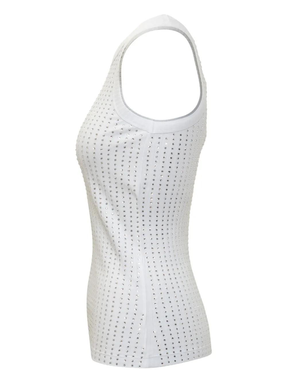 Attico Crystal-embellished Ribbed Tank Top In Multi