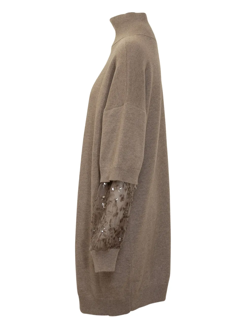 Brunello Cucinelli Jurk met col en mouwen Beige