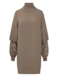 Brunello Cucinelli turtleneck sleeve-inserts day dress - Neutrals