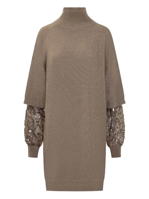 Brunello Cucinelli turtleneck sleeve-inserts day dress