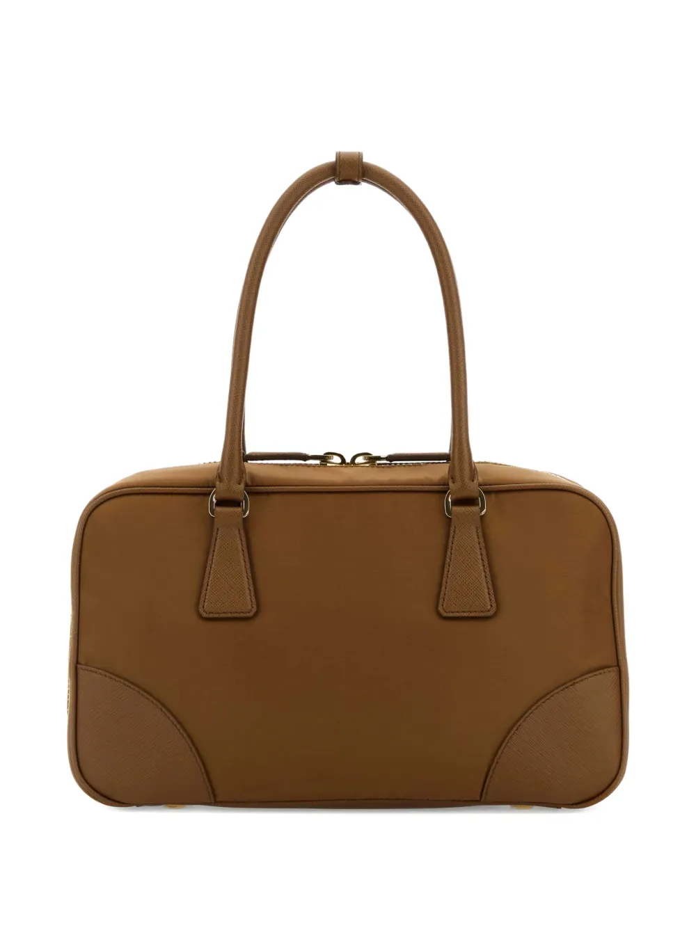 Prada leather-trimmed canvas shoulder bag Bruin
