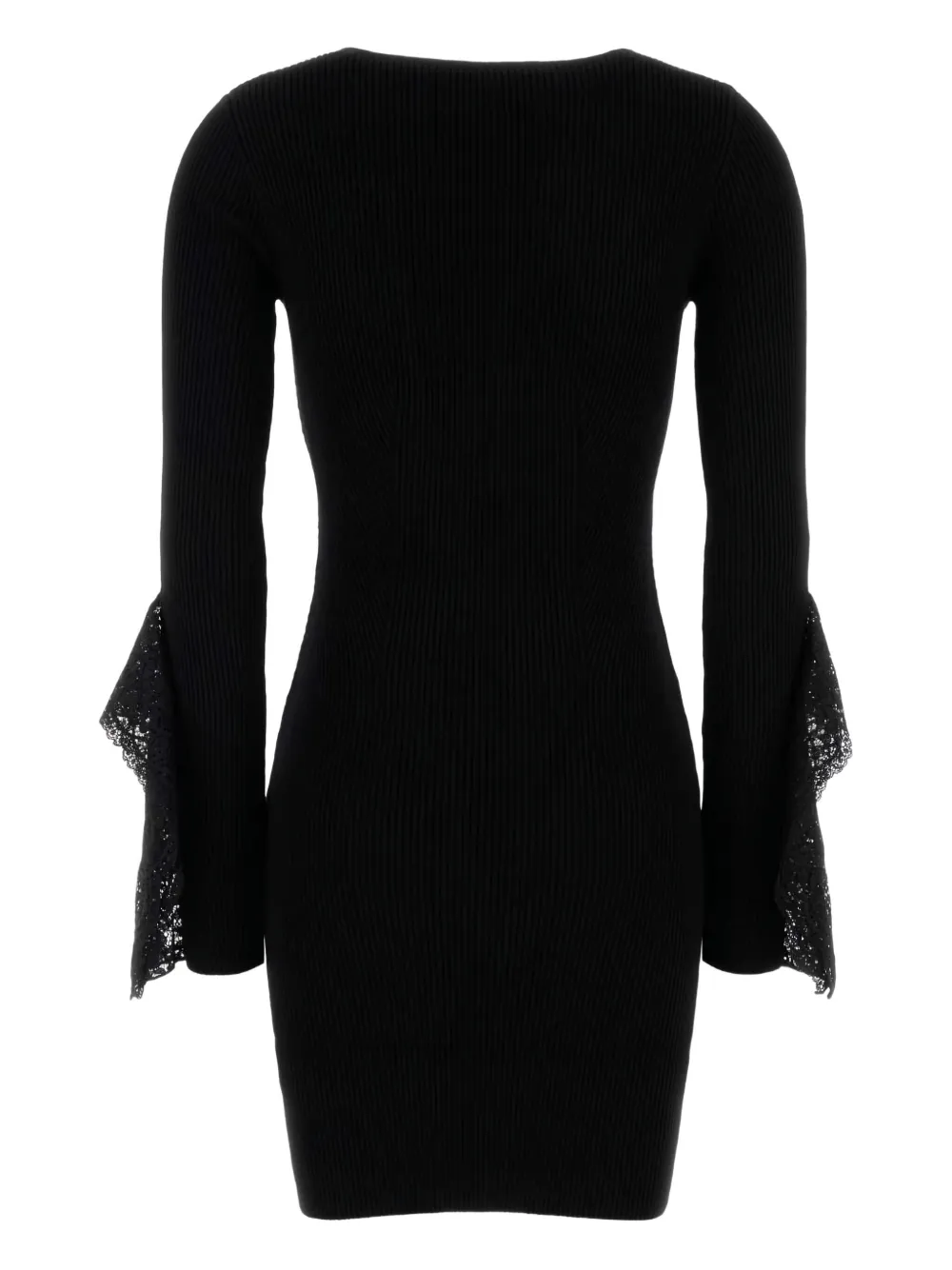 Blumarine lace-detail ribbed-knit mini dress Zwart