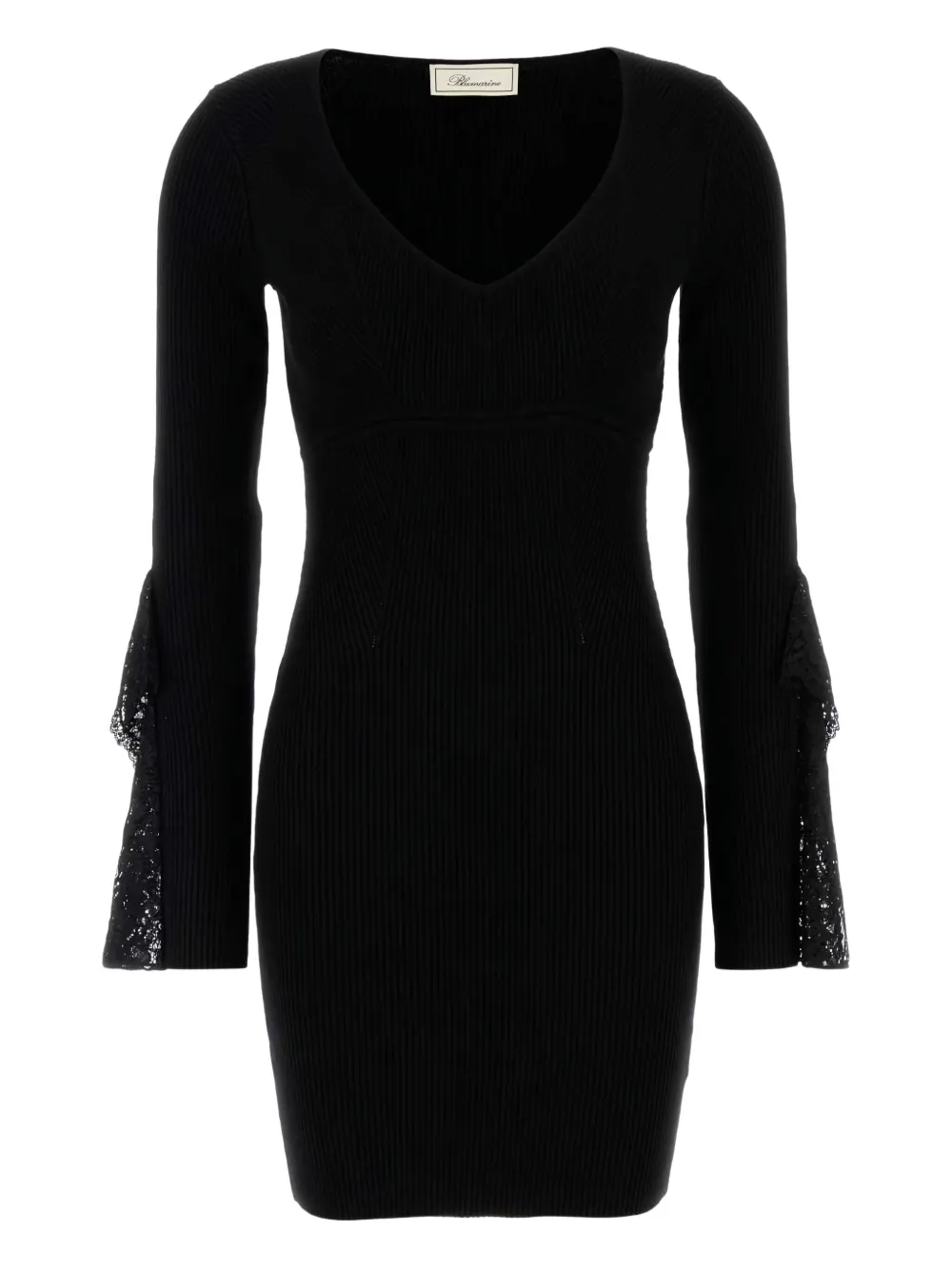 Blumarine lace-detail ribbed-knit mini dress Zwart