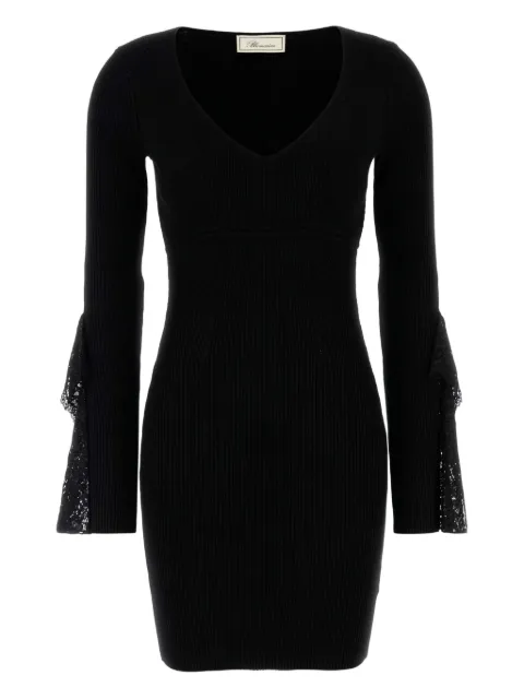 Blumarine lace-detail ribbed-knit mini dress