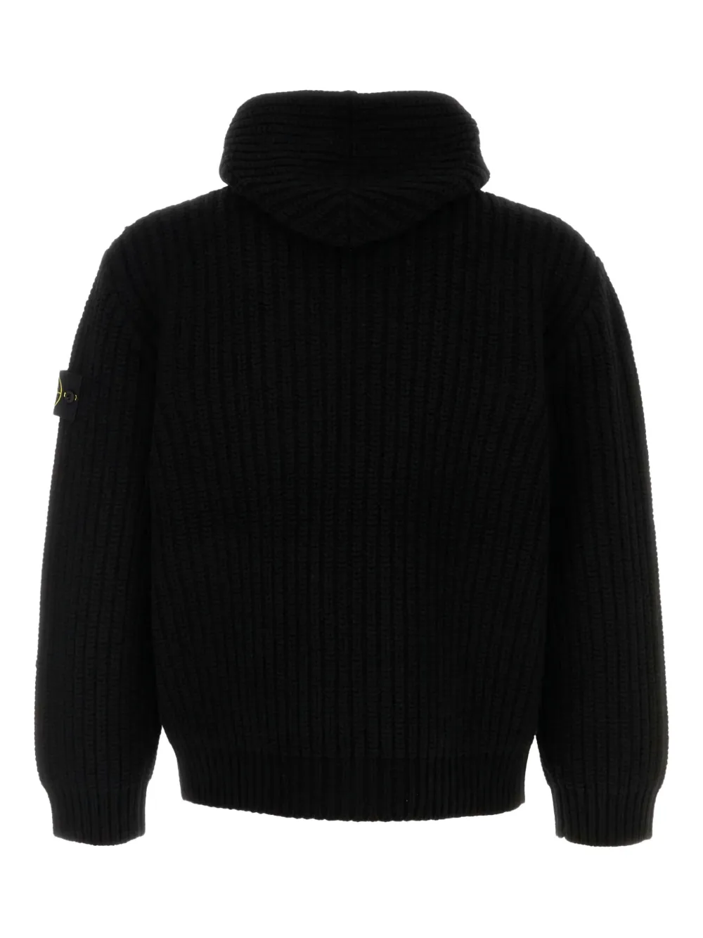 Stone Island ribbed wool hoodie Zwart