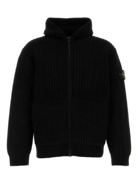 Stone Island هودي صوف بحياكة مضلعة