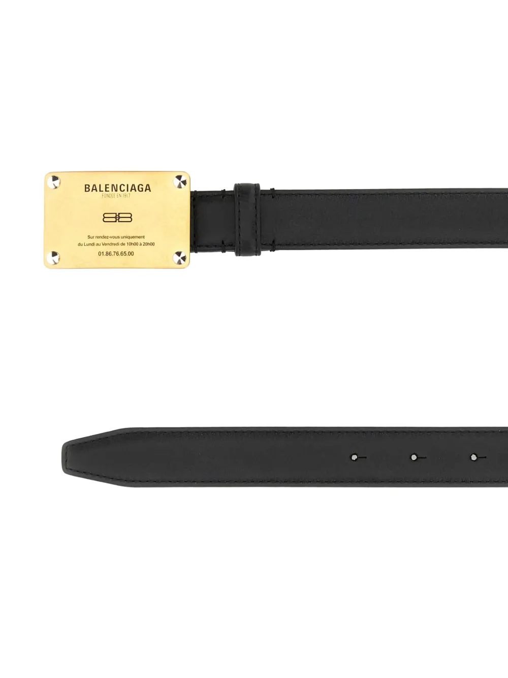 Balenciaga rectangular-plaque leather belt Zwart