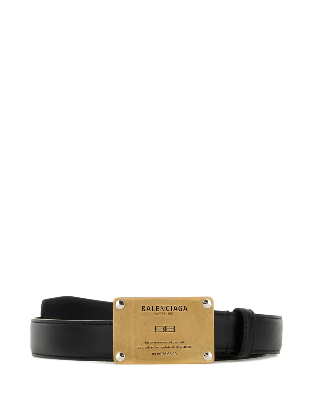 Balenciaga rectangular-plaque leather belt Zwart