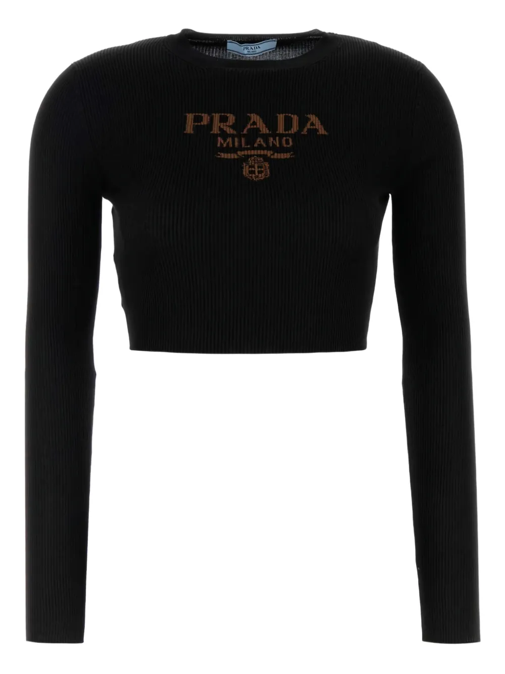 Prada logo ribbed long-sleeve t-shirt - Schwarz