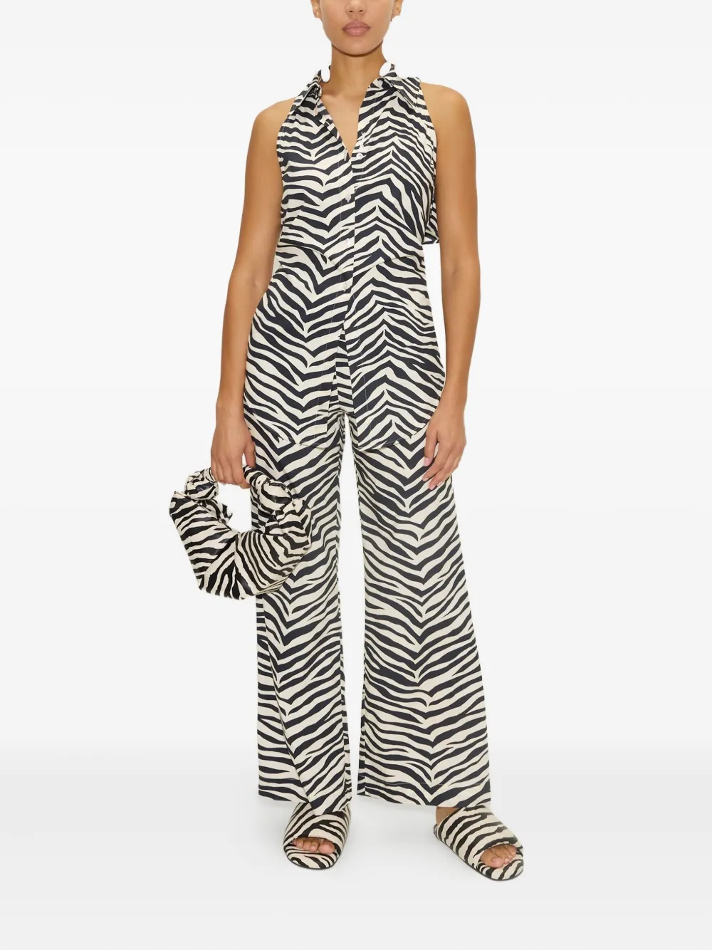 Simon Miller Popeline broek met zebraprint - Zwart