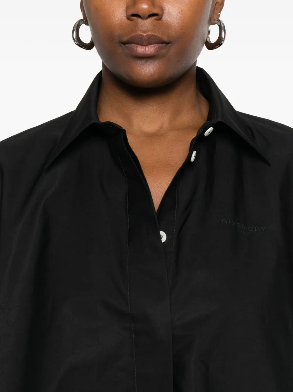 Givenchy Cocoon Long-sleeve Button-down Shirt In Black