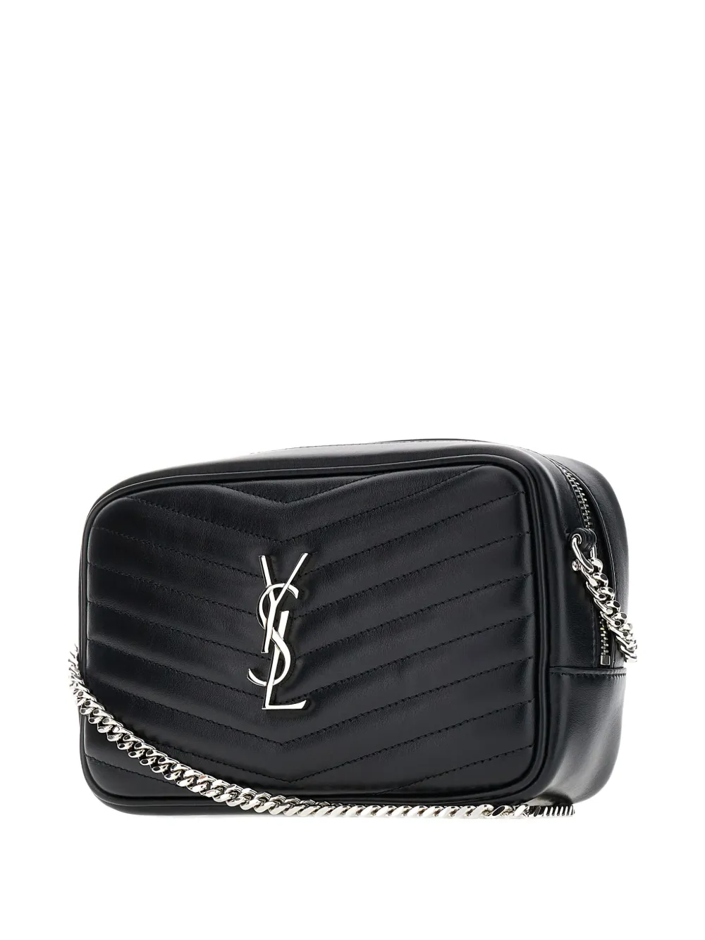 Saint Laurent Lou gewatteerde schoudertas met kettinghengsel Zwart