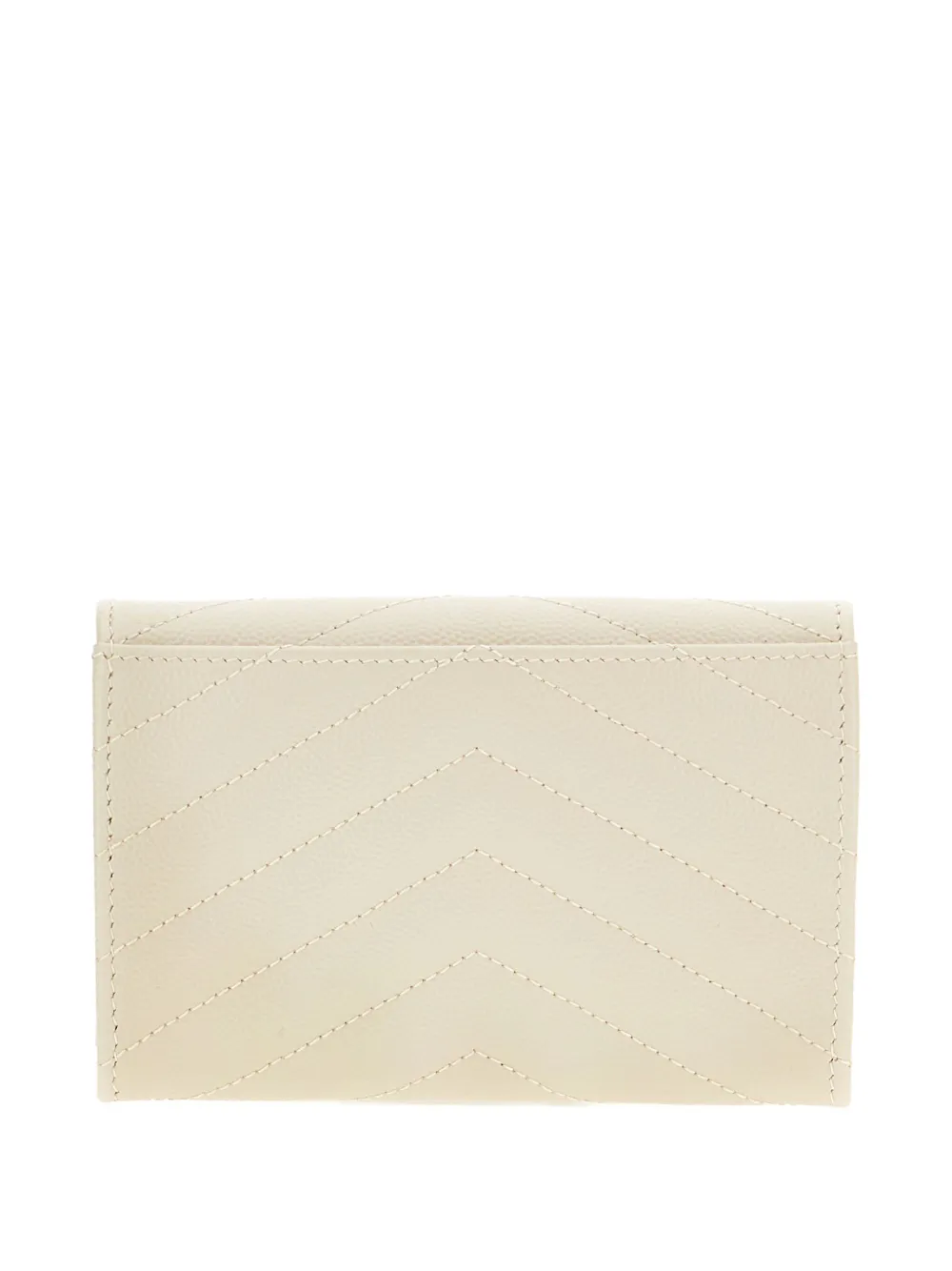 Saint Laurent Cassandre chevron-quilted leather wallet - Beige