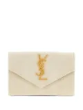 Saint Laurent Cassandre chevron-quilted leather wallet - Neutrals