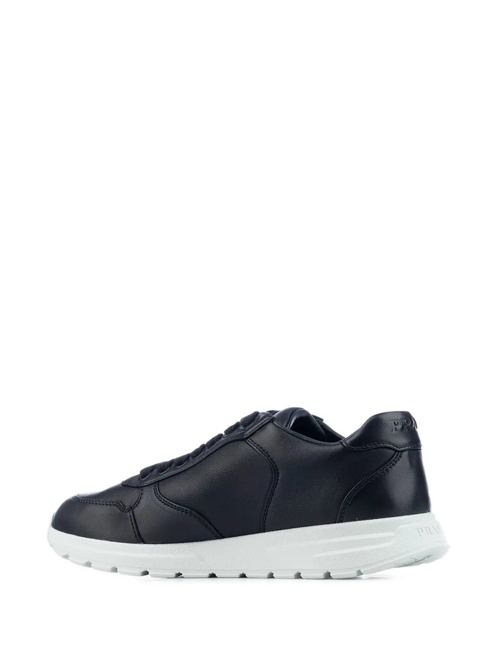 Prada Leren sneakers met logoplakkaat Zwart