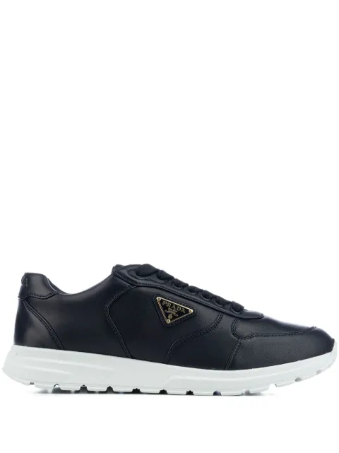 Prada leather logo-plaque sneakers