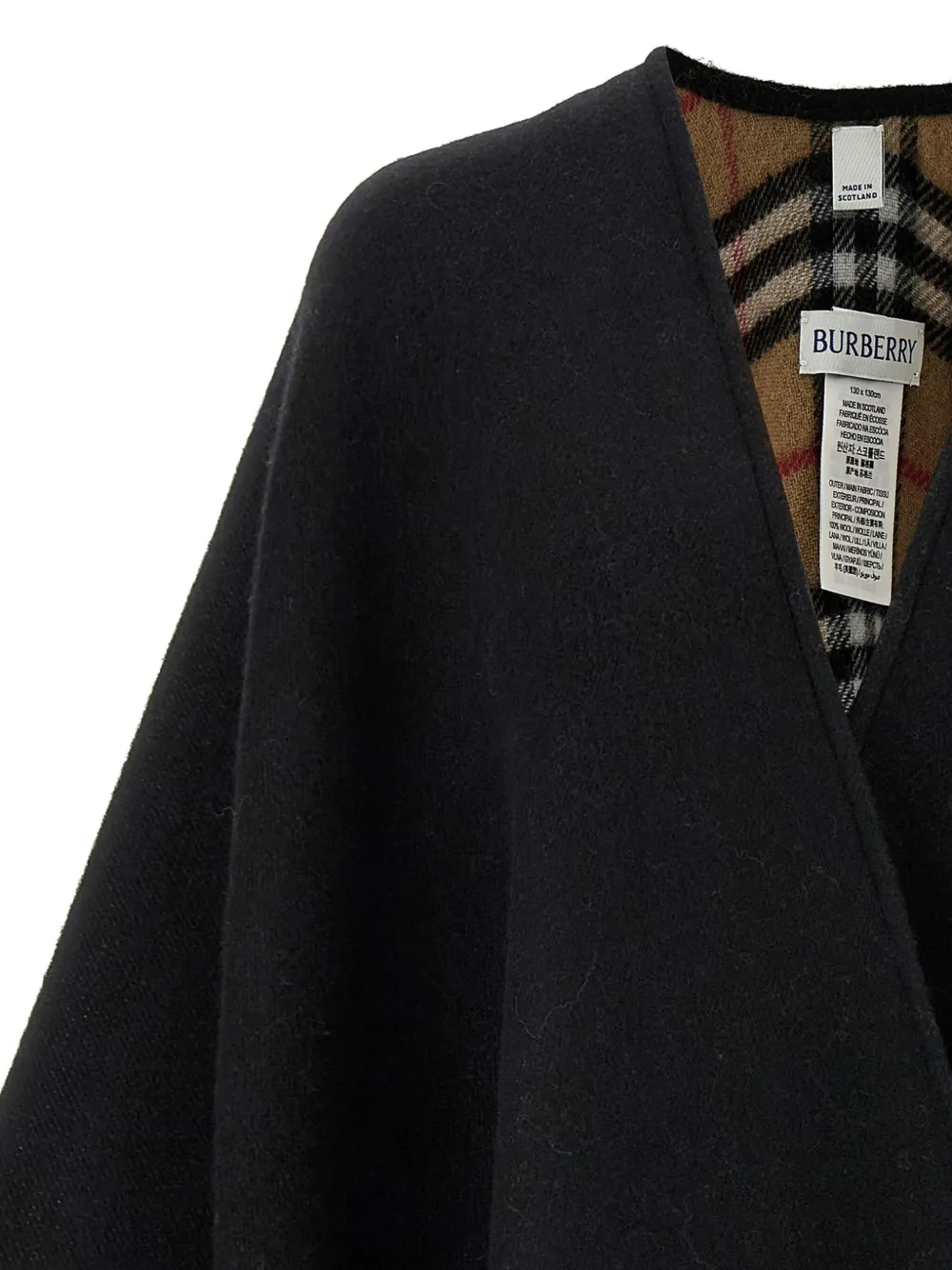 Burberry fringed-hem cape Zwart