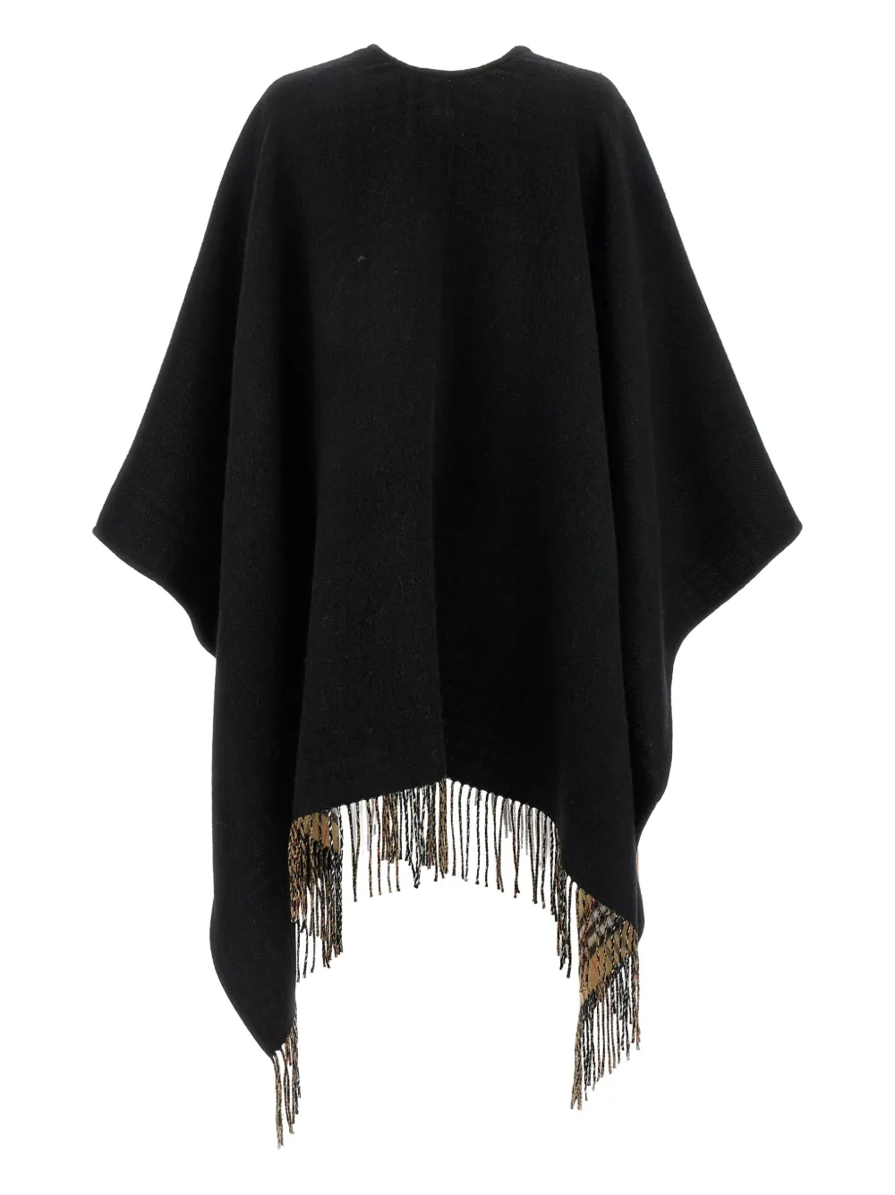 Burberry fringed-hem cape Zwart