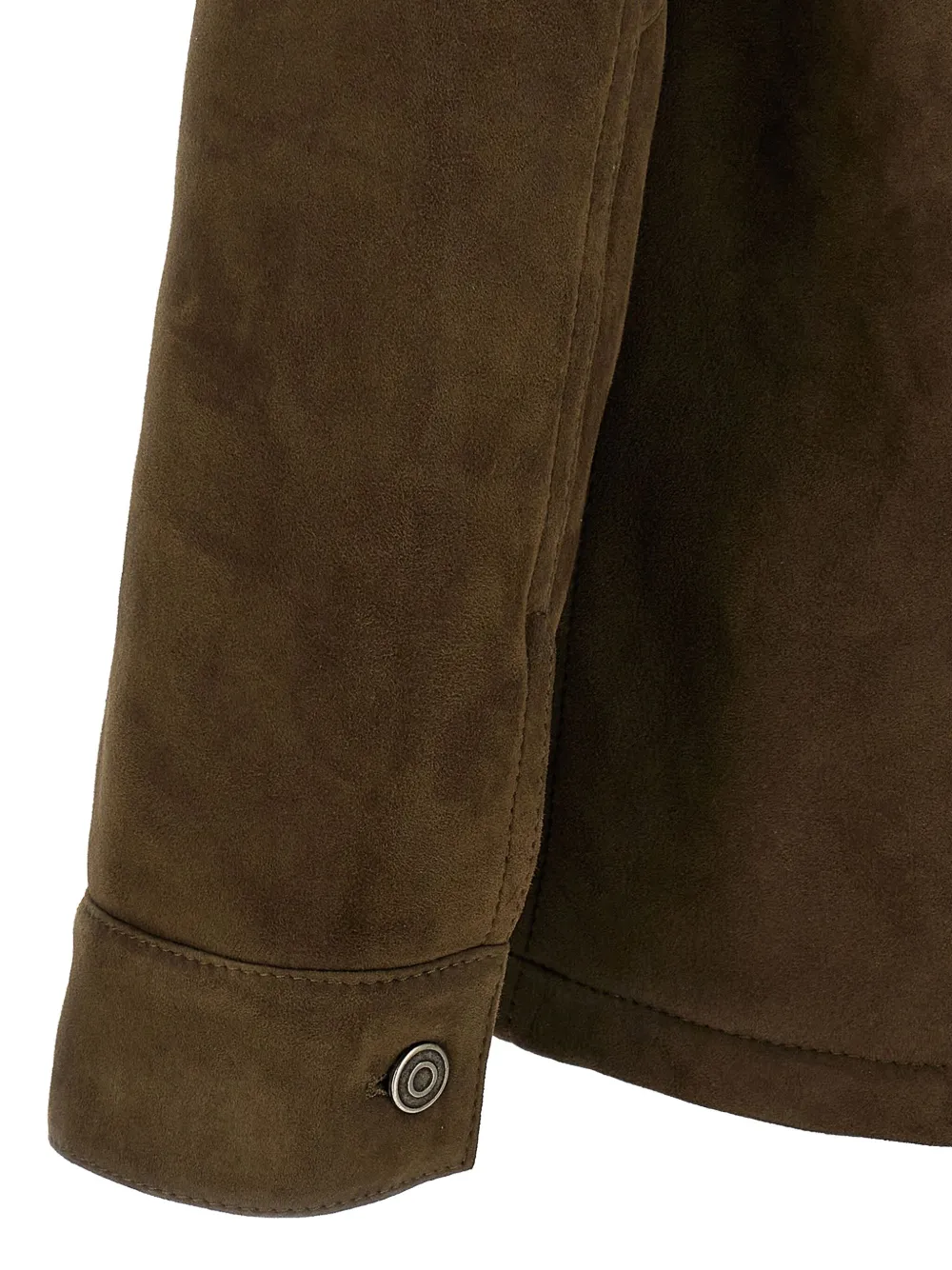 Giorgio Brato shearling-collar suede jacket Groen
