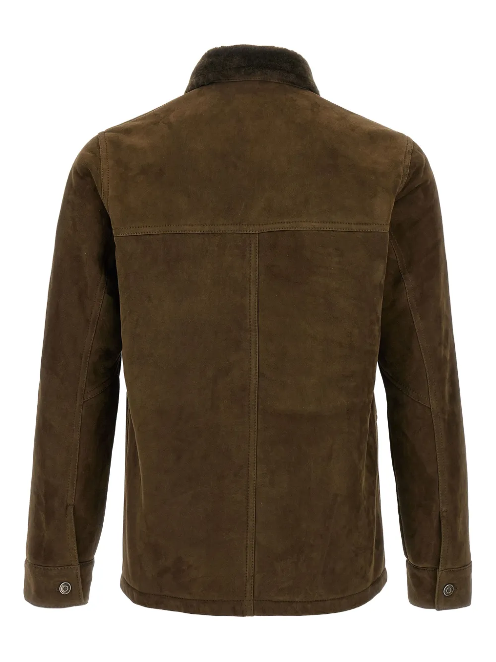 Giorgio Brato shearling-collar suede jacket Groen