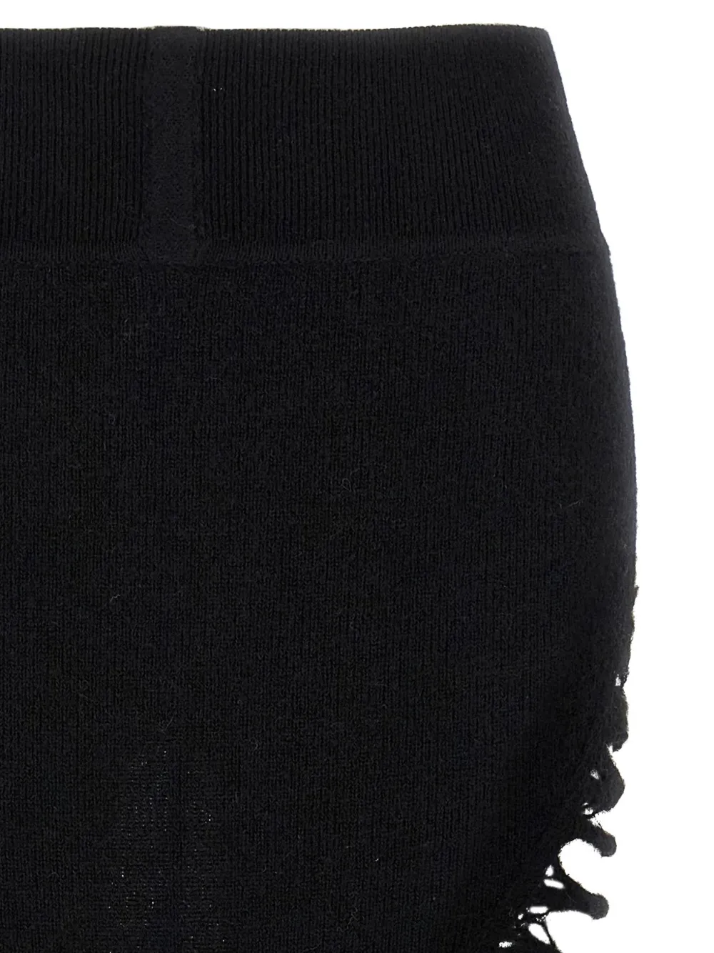 Rick Owens frayed cashmere skirt Zwart
