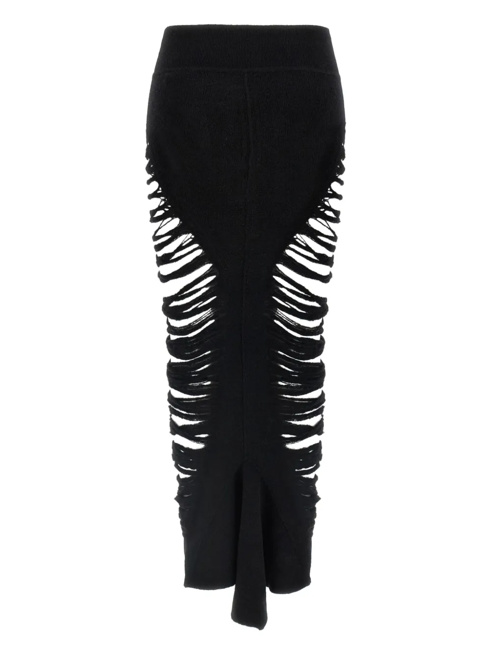 Rick Owens frayed cashmere skirt Zwart