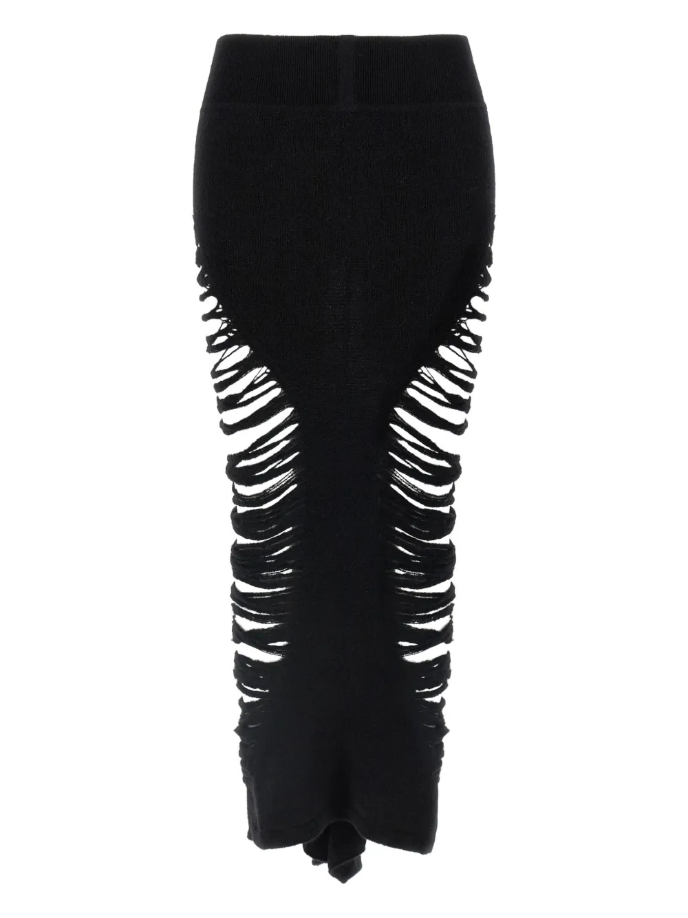 Rick Owens frayed cashmere skirt Zwart