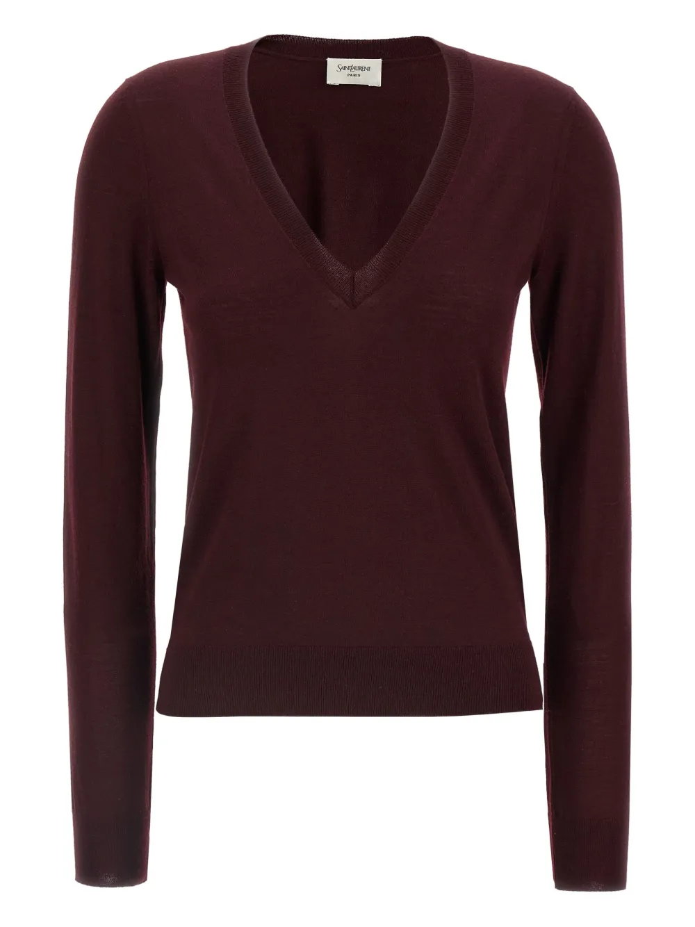 plunge-neck cuffed-sleeve sweater