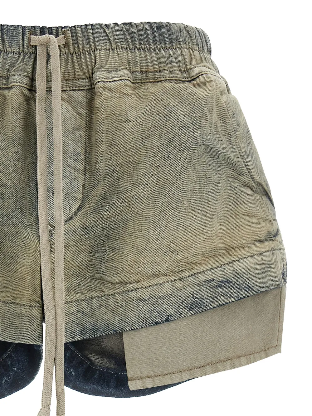 Rick Owens DRKSHDW drawstring side-slit denim shorts Beige