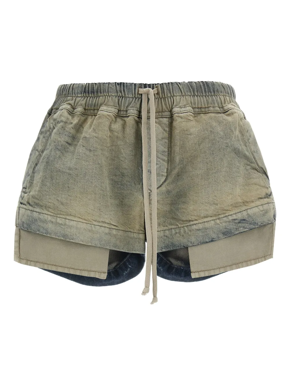 Rick Owens DRKSHDW drawstring side-slit denim shorts Beige