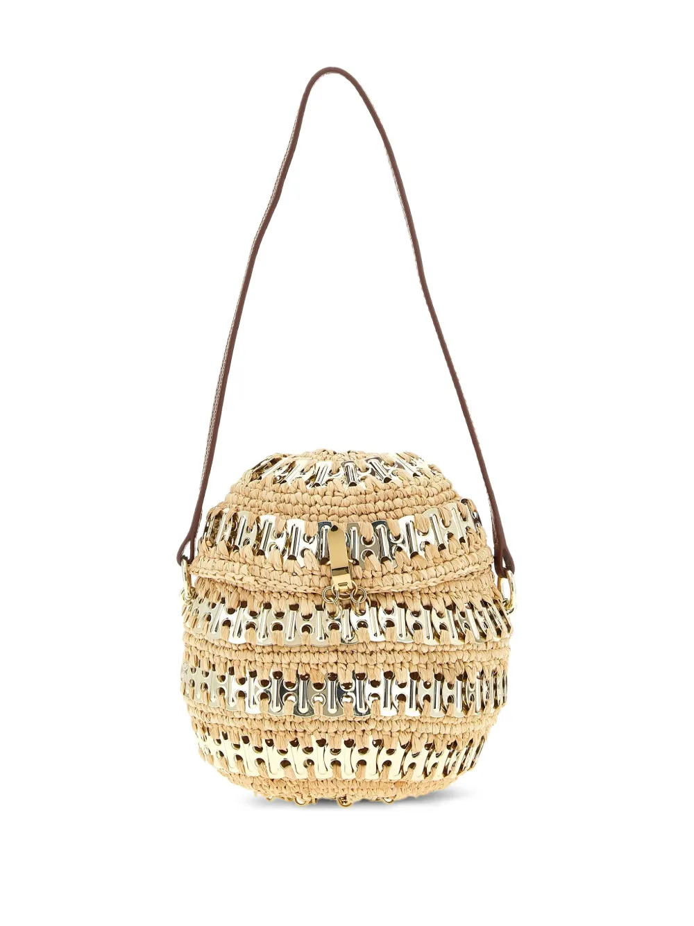 1969 metal-disc raffia ball handbag