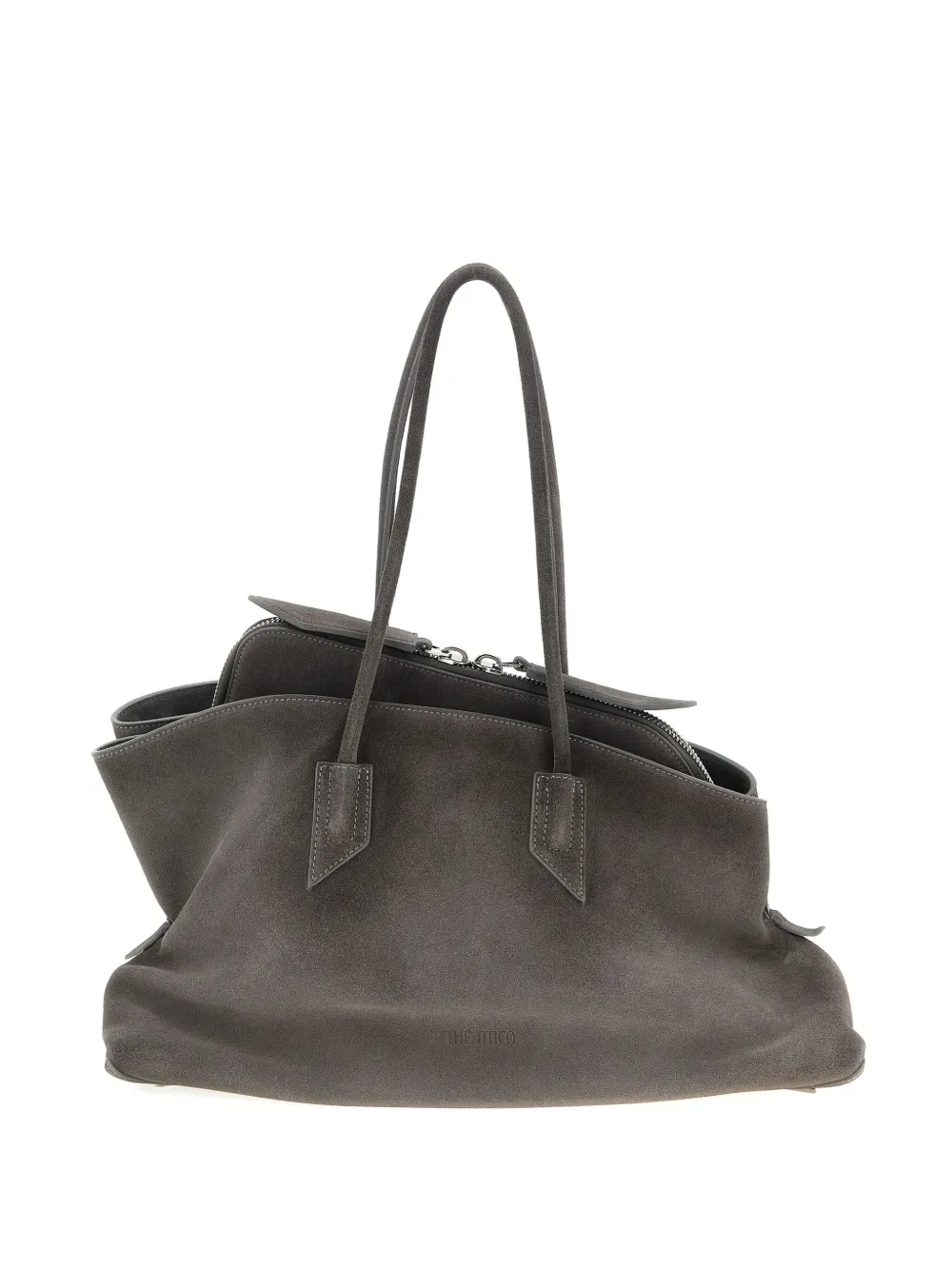 The Attico La Passeggiata brushed-suede double-handle shoulder bag Grijs