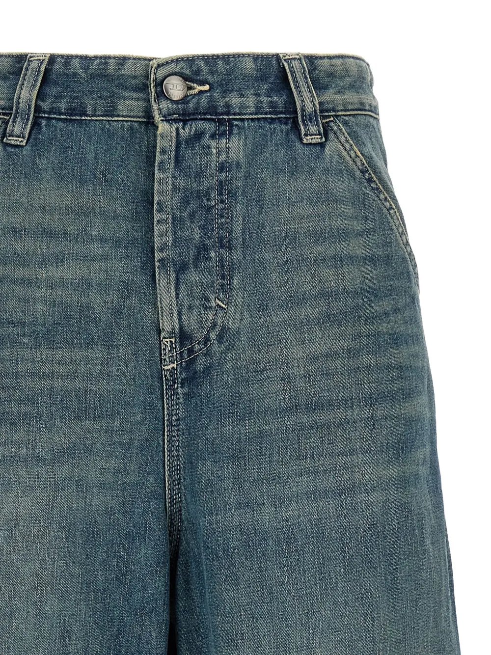 Diesel D-Sire-W jeans met wijde pijpen en gedragen effect Blauw