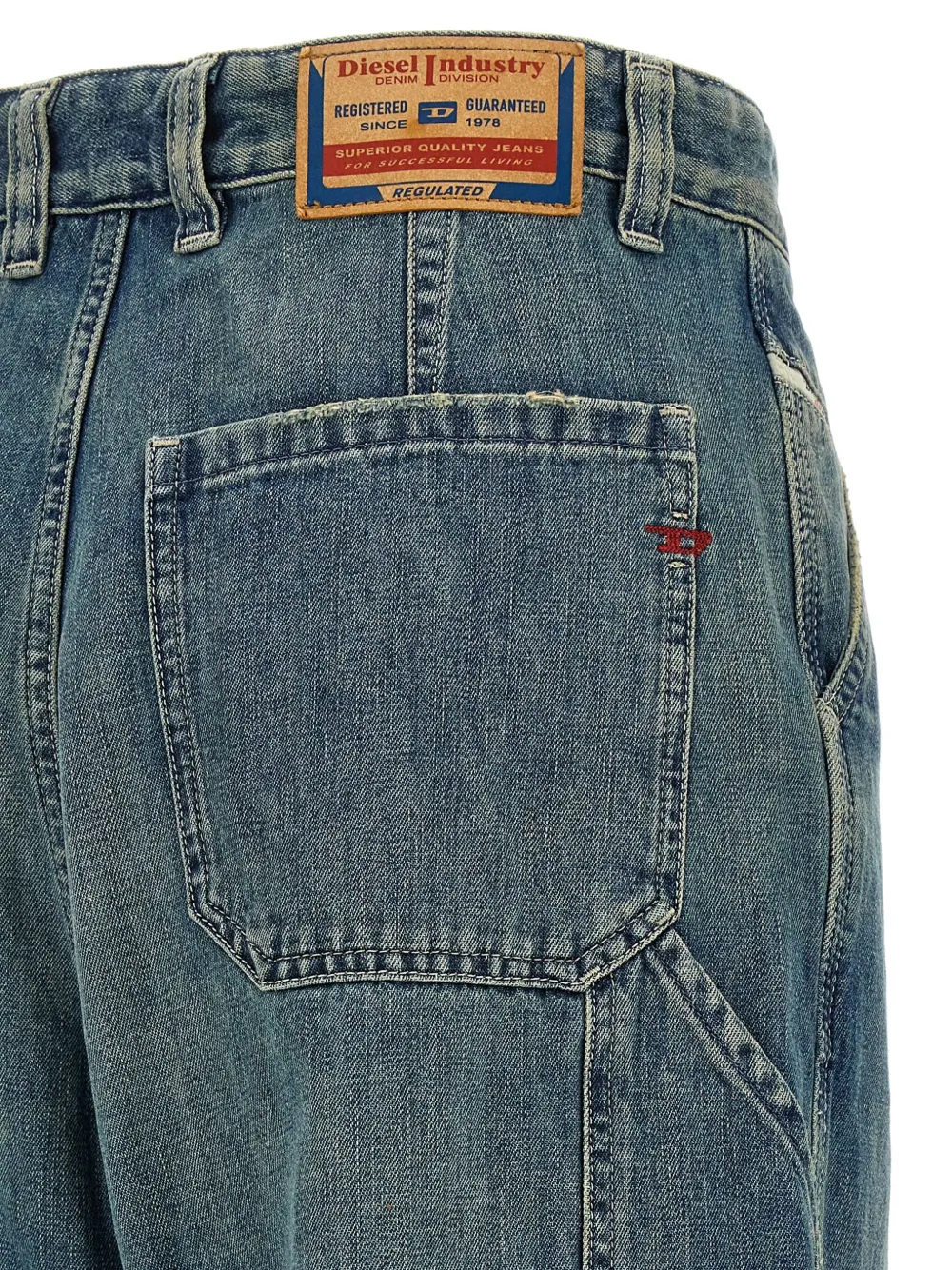 Diesel D-Sire-W jeans met wijde pijpen en gedragen effect Blauw
