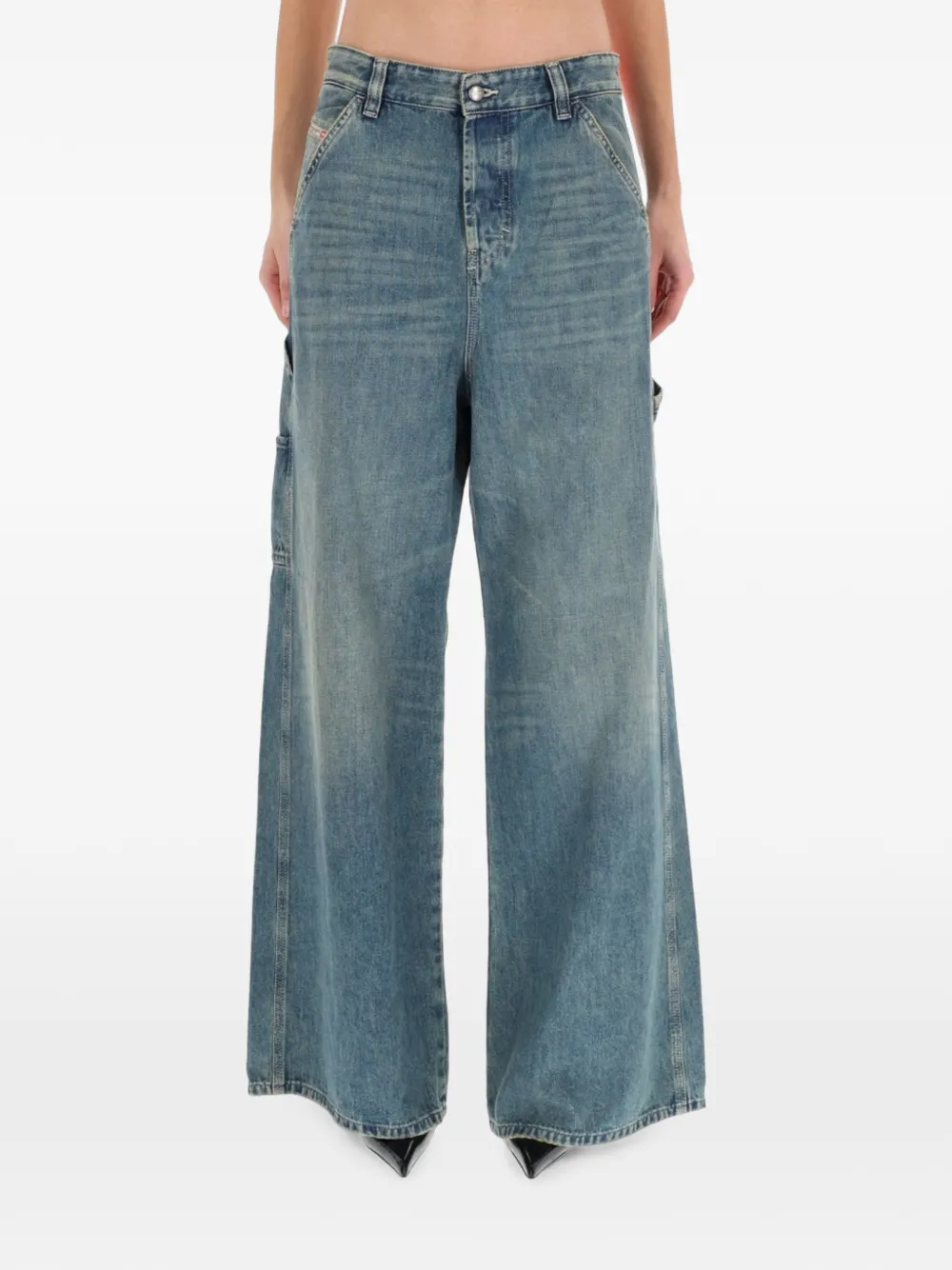 Diesel D-Sire-W used-effect wide-leg jeans - Blu