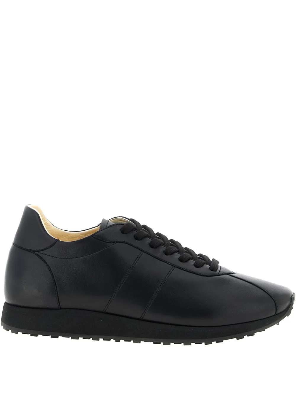 The Row Mica Leather Low-top Sneakers In Black