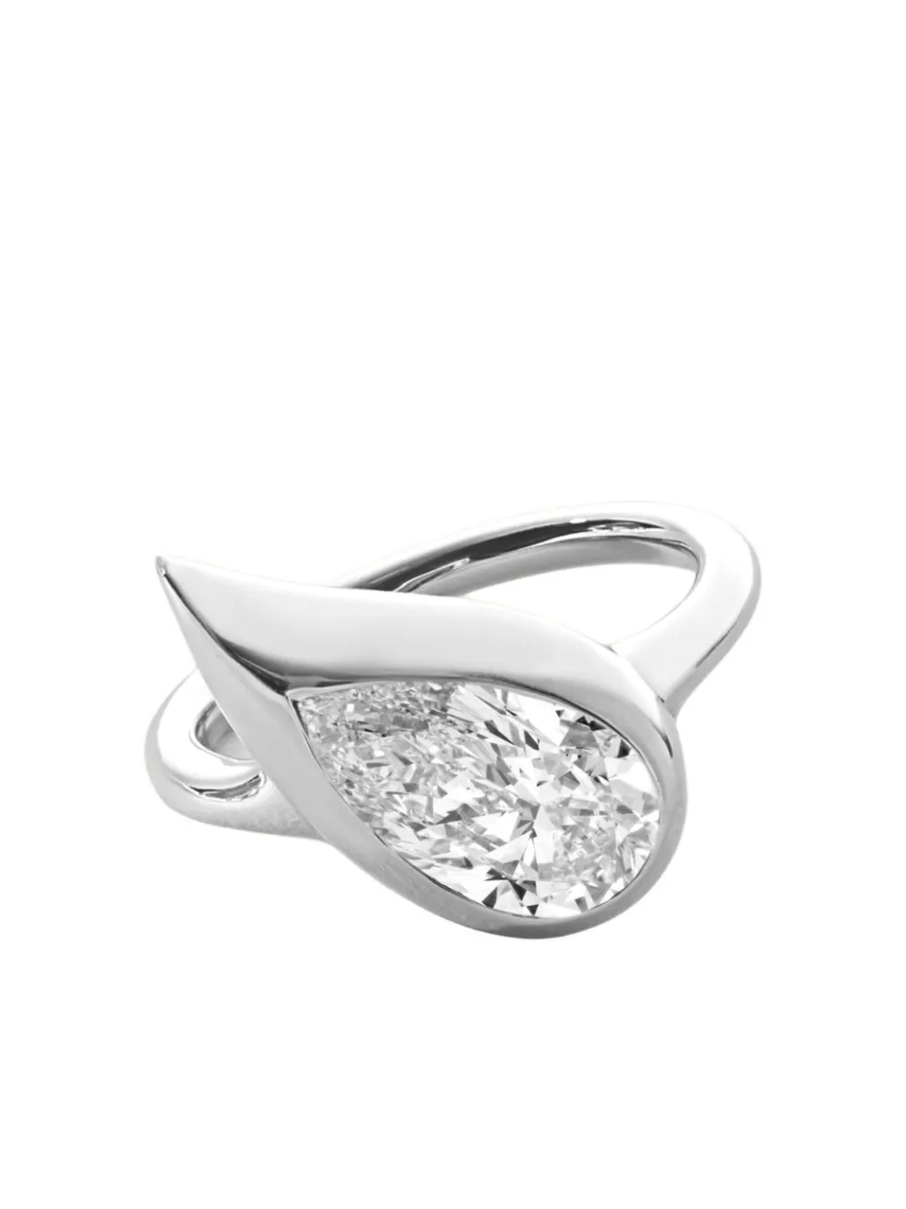 Jewels Aficionado small 14K white gold Mika diamond pinky ring - Bianco