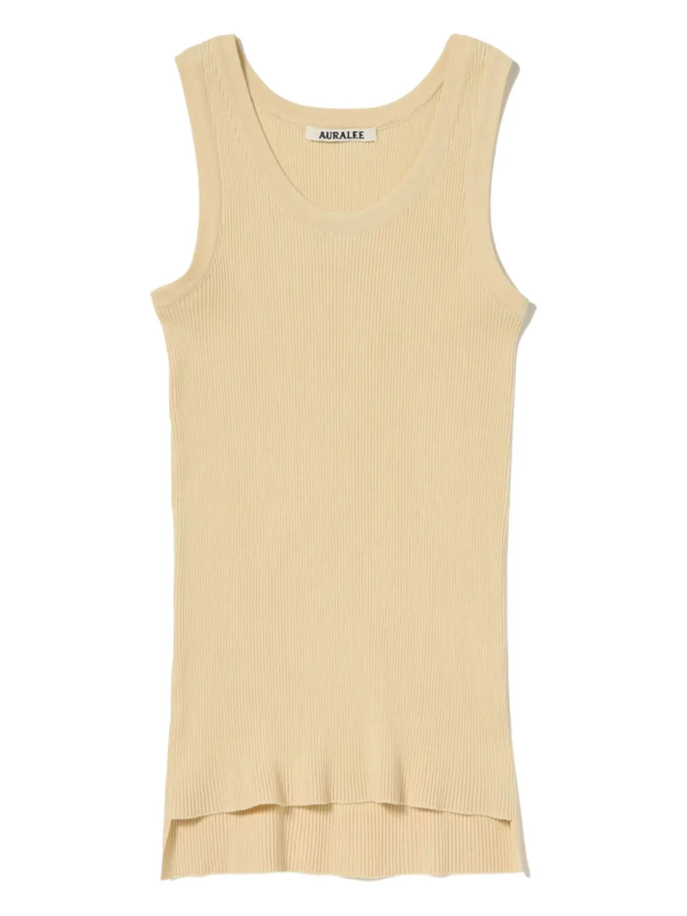 Auralee Geribbelde tanktop Beige