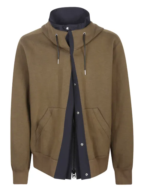 sacai hooded panelled cotton sweater