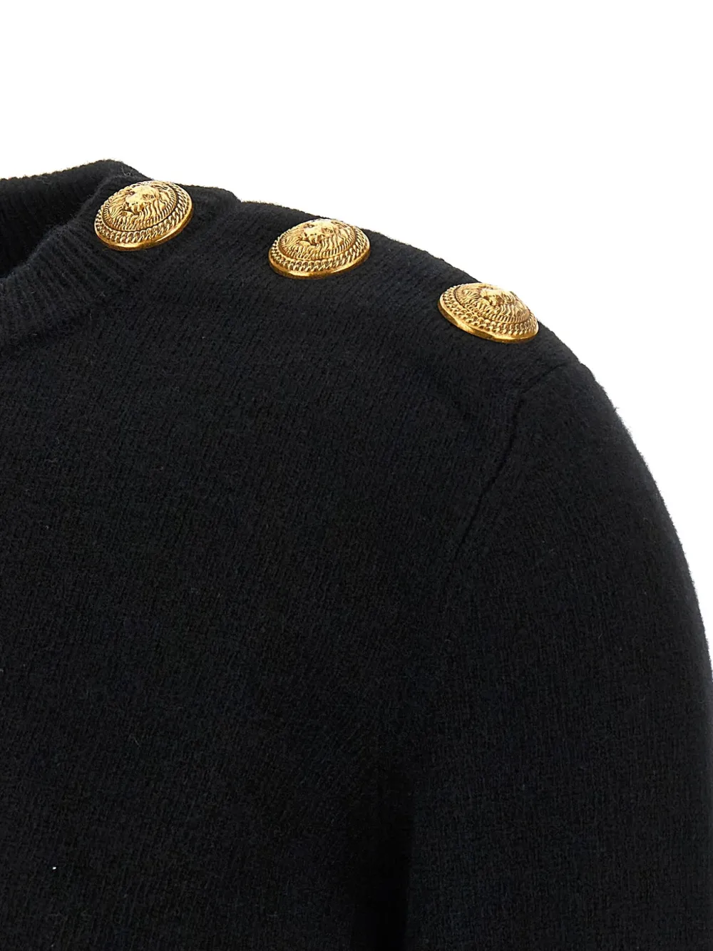 Balmain crew-neck button-embellished sweater Zwart