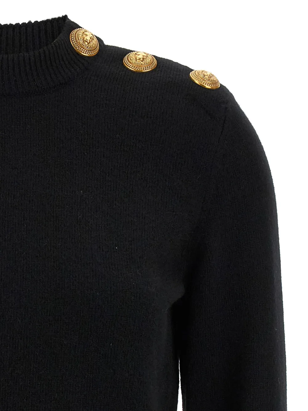Balmain crew-neck button-embellished sweater Zwart