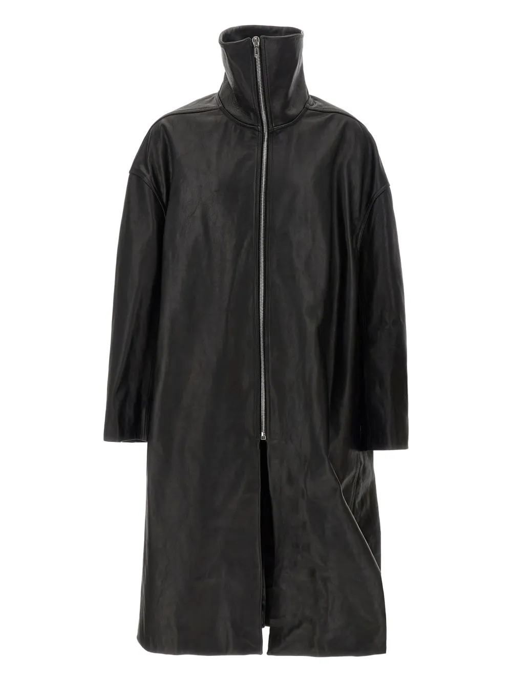 Rick Owens Dracucollar leren jas met opstaande hals en rits Zwart