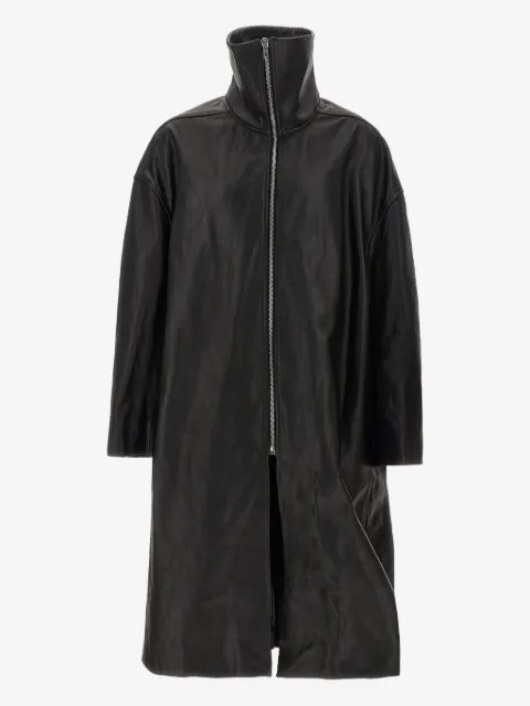 Rick Owens Dracucollar fold-neck zip-front leather coat
