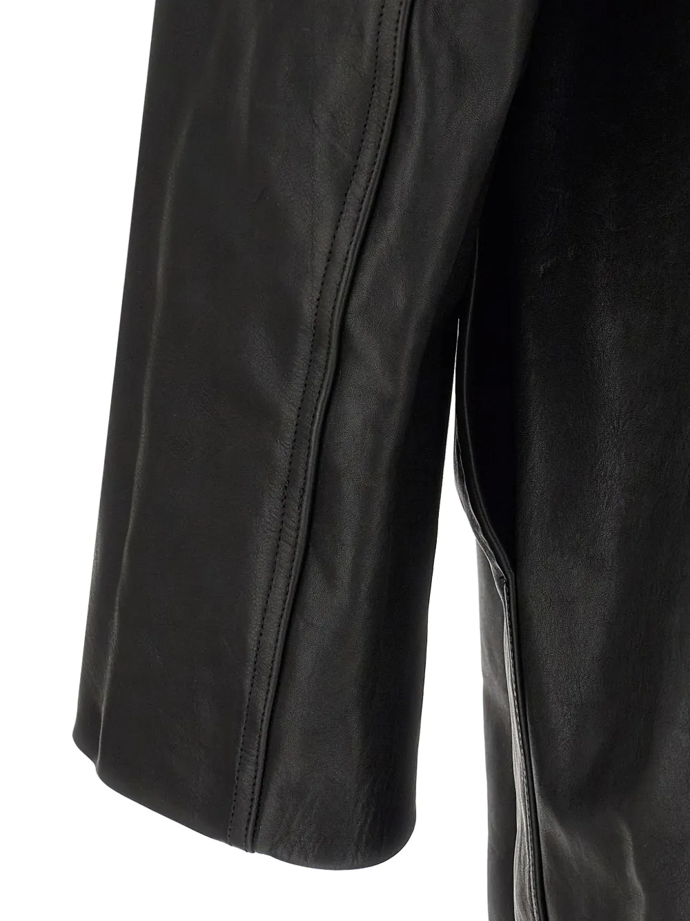Rick Owens Dracucollar leren jas met opstaande hals en rits Zwart