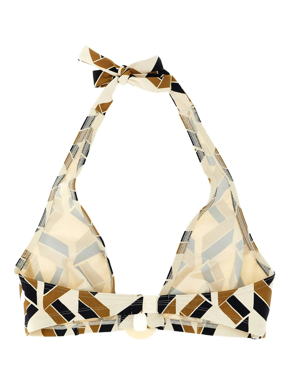 ERES geometric-print halterneck bikini top Beige