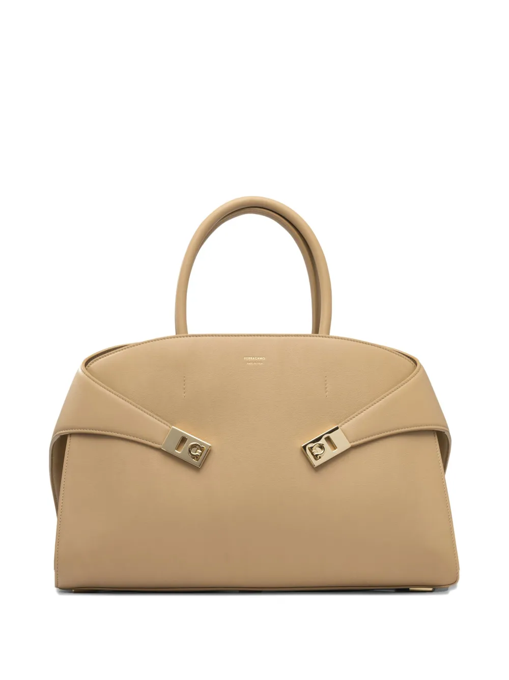 Ferragamo Hug clasp-detail leather tote bag Beige