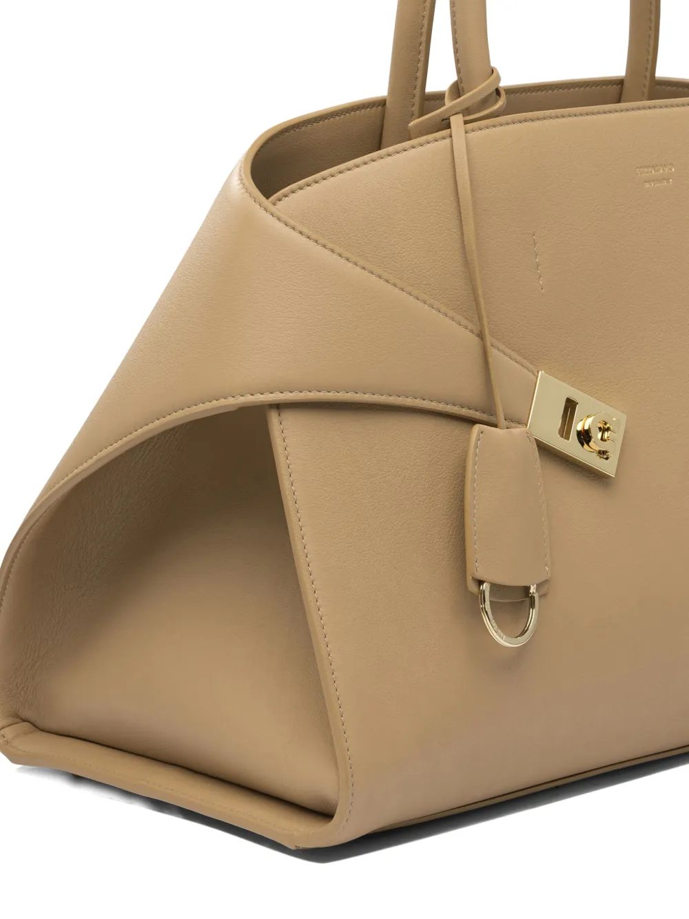 Ferragamo Hug clasp-detail leather tote bag Beige