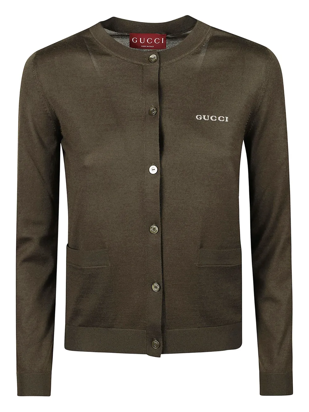 Gucci logo-intarsia button-up cardigan Bruin