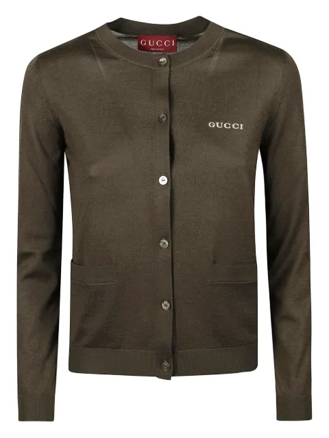 Gucci logo-intarsia button-up cardigan